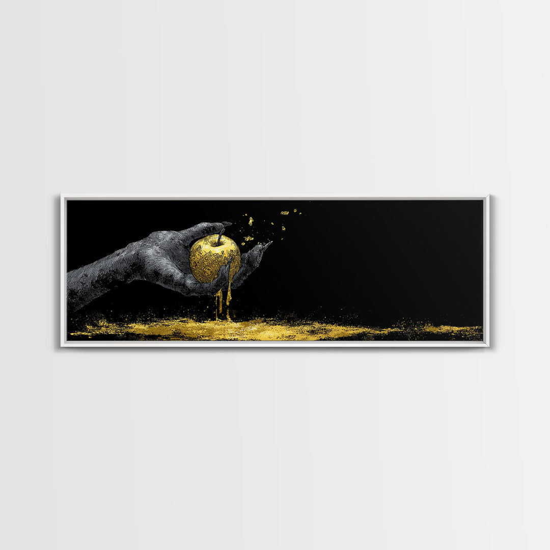Canvas Gold Art Norse Apple of Immortality Canvas Art, Nordic Mythology Wall Decor with real wood frame, unique Viking Office Gift