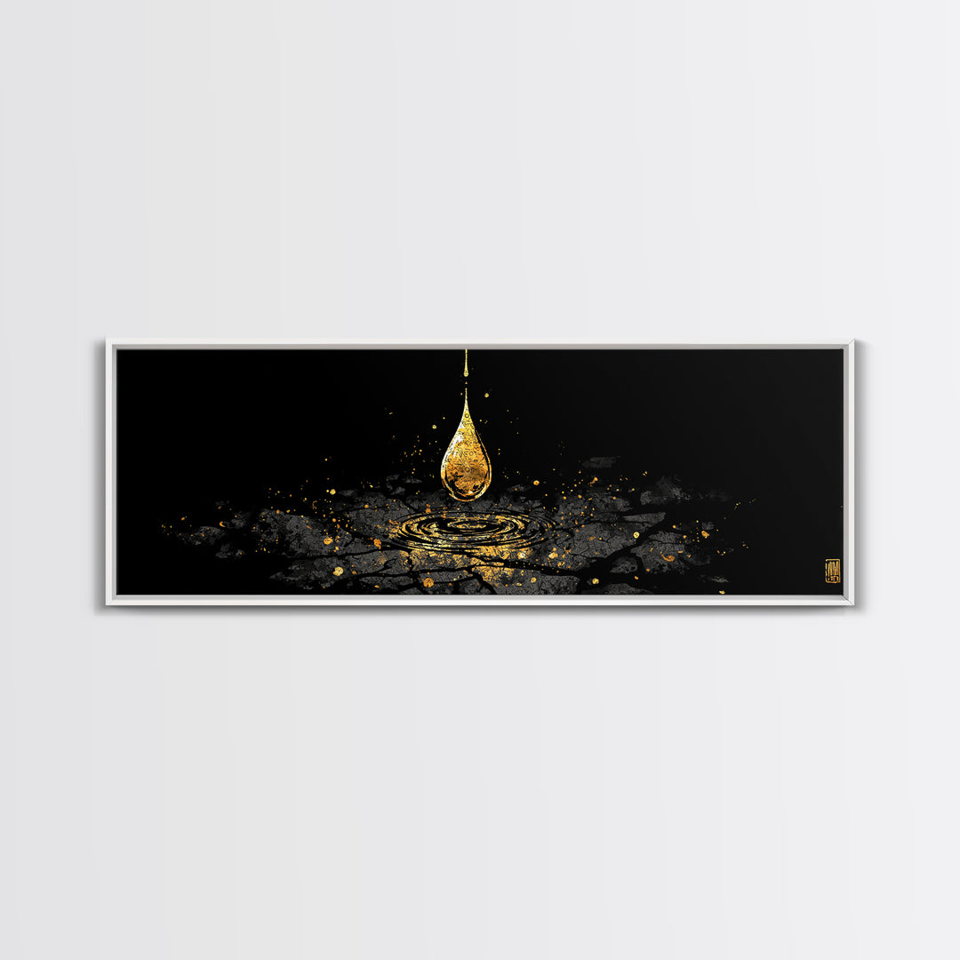Odin’s Golden Tear Canvas Gold Art, Norse Mythology Inspired Canvas Art Wall Decor, Viking Office Accent framed in wood