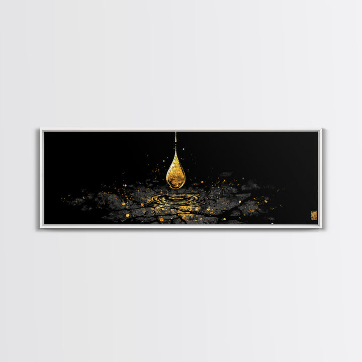 Odin’s Golden Tear Canvas Gold Art, Norse Mythology Inspired Canvas Art Wall Decor, Viking Office Accent framed in wood