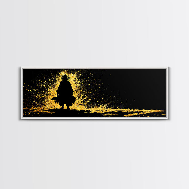 Njord Norse God of the Sea Canvas Gold Art Canvas Art – Viking Ocean Wall Art, Nordic Mythology Office Decor, natural wood framed