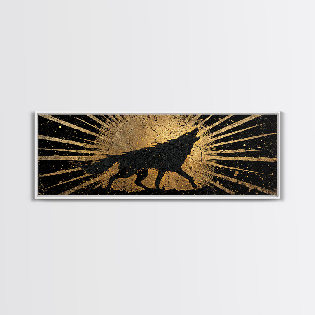 Canvas Gold Art Ragnarok Canvas Art | Norse Mythology Wall Decor framed in rustic wood | Viking Epic Gift for Him or Dad