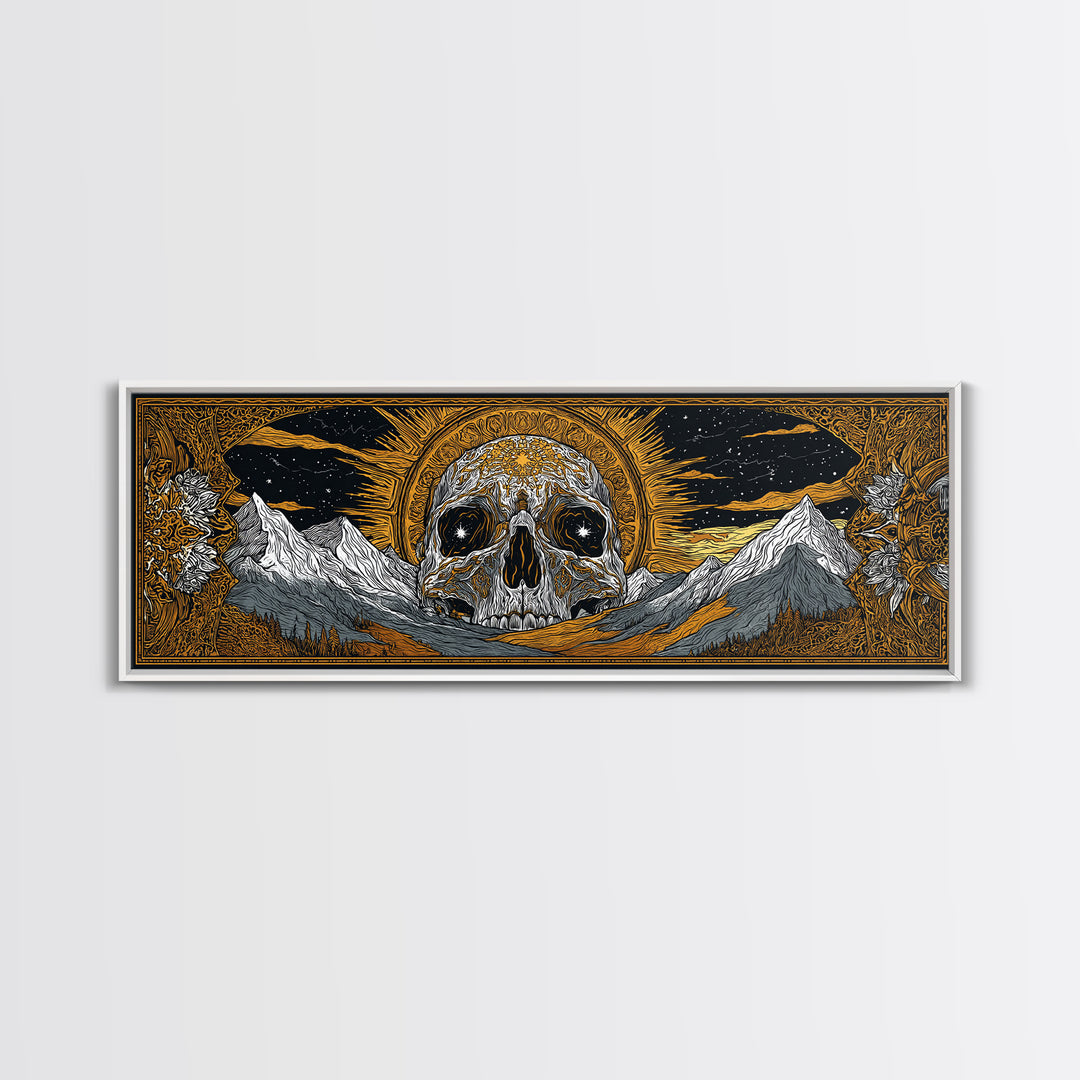 Norse God Ymir Canvas Gold Art, Nordic Mythology Canvas Art in Real Wood Frame, Viking Inspired Office Wall Art for Men