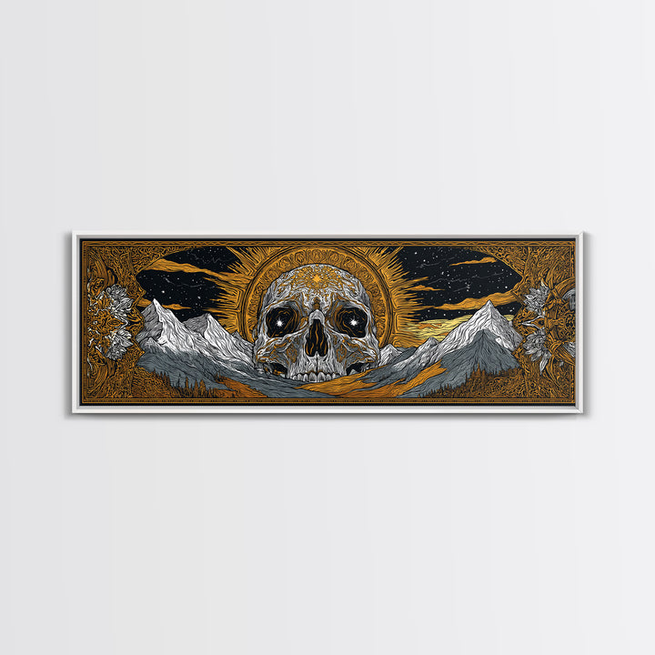 Norse God Ymir Canvas Gold Art, Nordic Mythology Canvas Art in Real Wood Frame, Viking Inspired Office Wall Art for Men