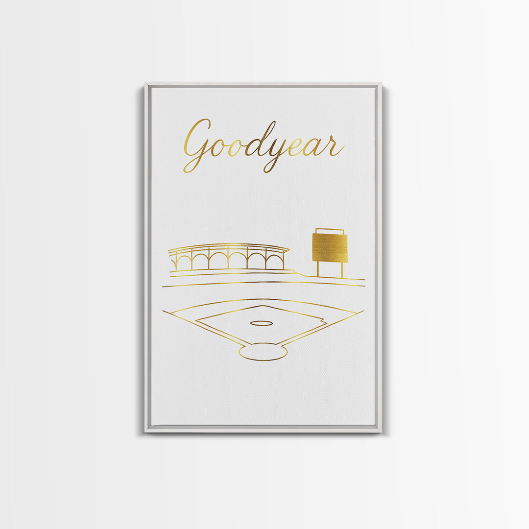 Goodyear Travel Poster, Framed Canvas Print, Clean Sketch Wall Art, Goodyear City Art, Vintage Travel Art, Vintage City Art, Wall Art