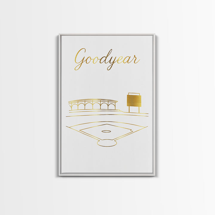 Goodyear Travel Poster, Framed Canvas Print, Clean Sketch Wall Art, Goodyear City Art, Vintage Travel Art, Vintage City Art, Wall Art