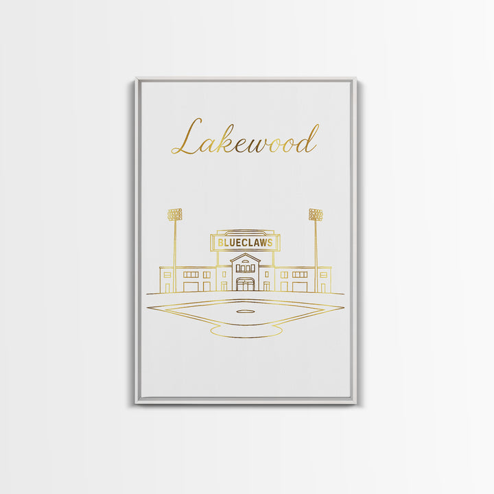 Lakewood Travel Poster, Canvas Print, White Gold Minimalist Art, Lakewood City Art, Mid Century Wall Art, Home Office Decor, Poster Print