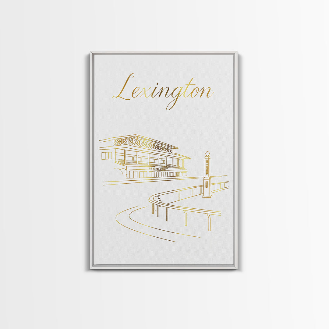 Lexington Travel Poster, Canvas Print, Gold Outline Poster Art, Lexington Wall Art, Gift For Travelers, Vintage Travel Print, Art Print