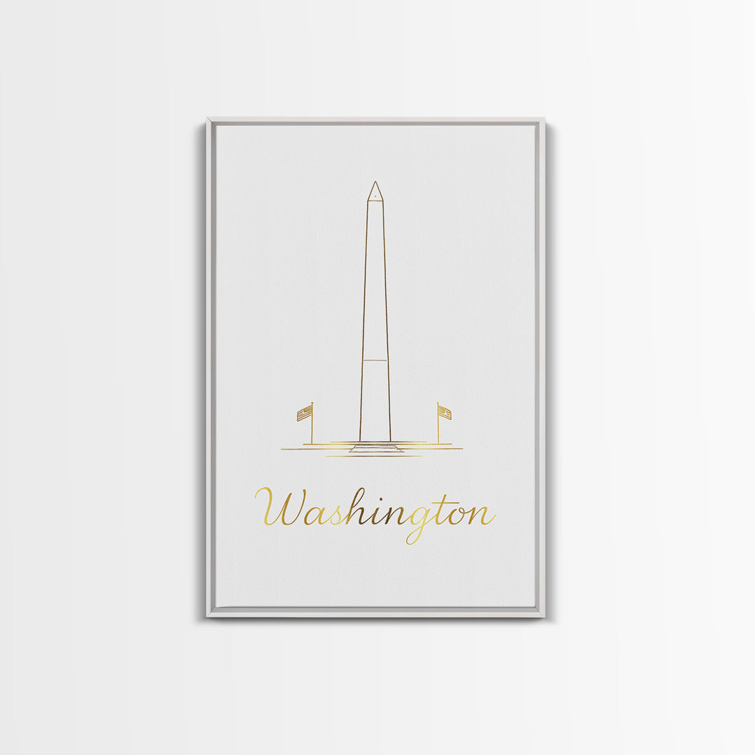 Washington DC Travel Poster, Canvas Print, Clean Sketch Wall Art, Washington DC Travel Art, Vintage City Art, City Art Print, Wall Art