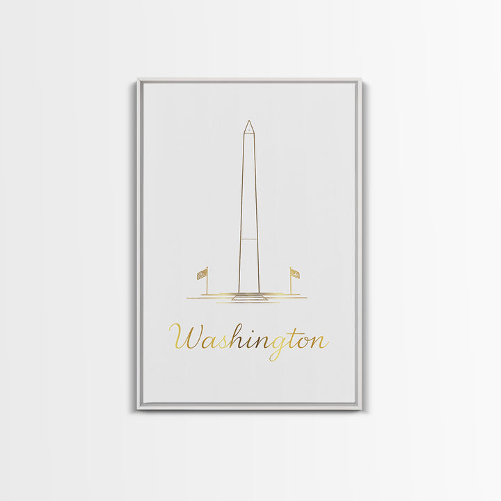 Washington DC Travel Poster, Canvas Print, Clean Sketch Wall Art, Washington DC Travel Art, Vintage City Art, City Art Print, Wall Art