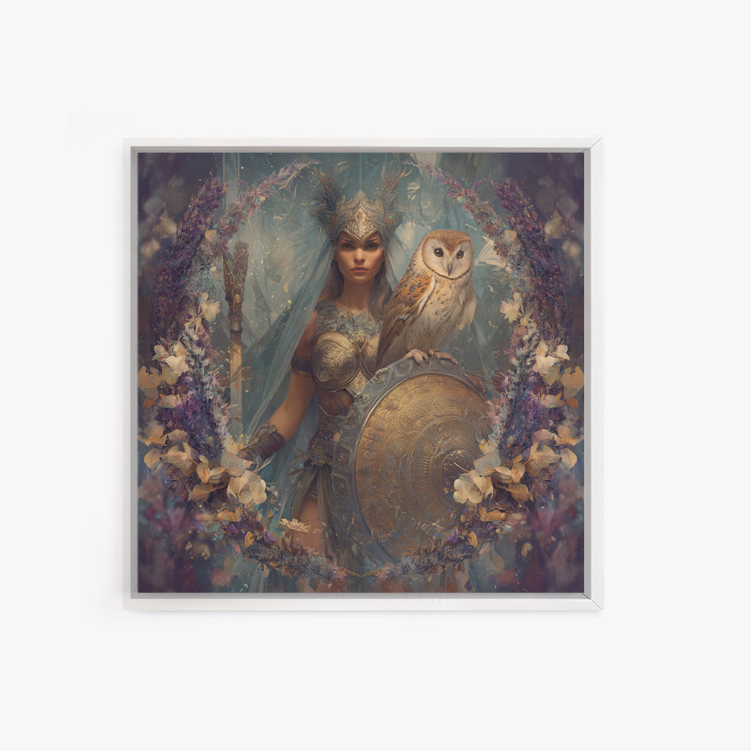 Athena Warrior Woman Framed Canvas Print, Mythological Art, Digital Art Download, Living Room Decor, Oil Painting, Legend, MYT-1x1-74