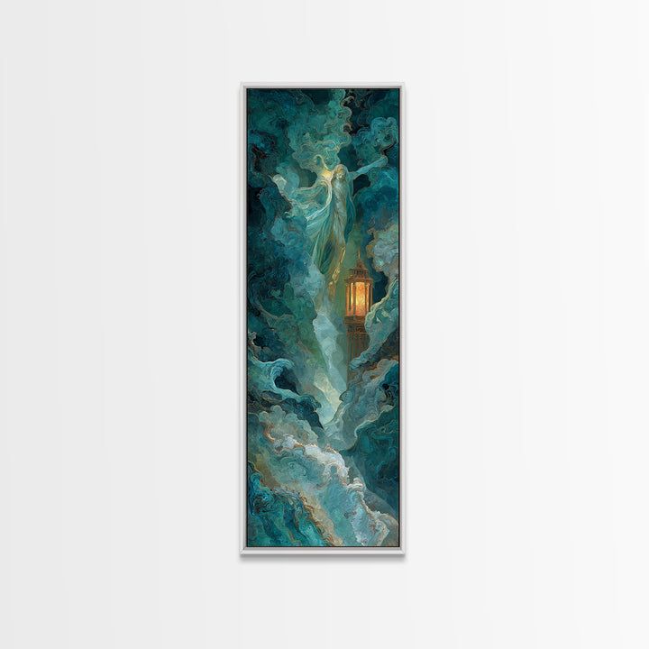 Poseidon Figure Rising from Stormy Ocean Canvas Print, Mythological Art, Print, Living Room Decor, Legend, Dark Academia Decor, MYT-1x3-39