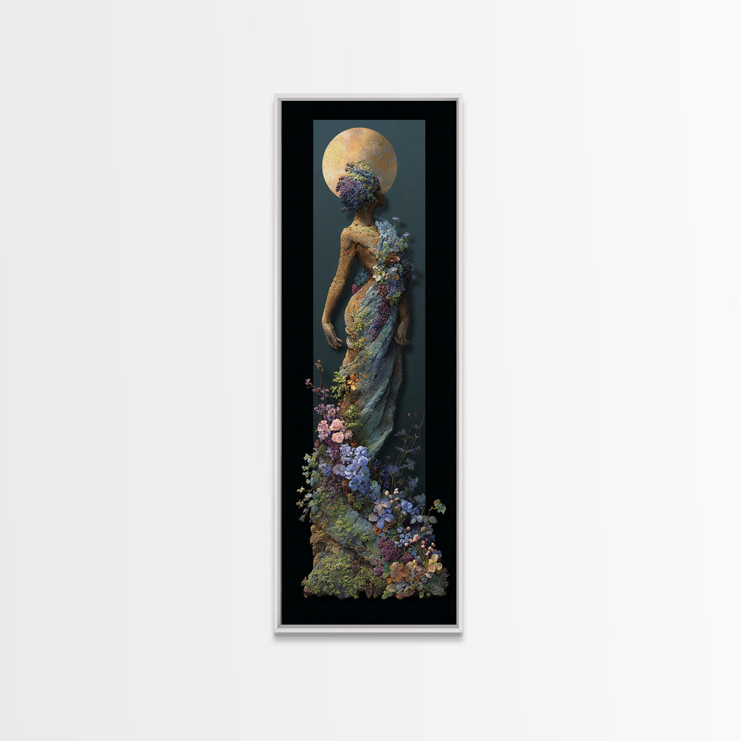 Ancient Goddess Statue Covered Framed Canvas Print, Mythological Art, Digital Art, Living Room Decor, Oil Painting, Legend, MYT-1x3-84