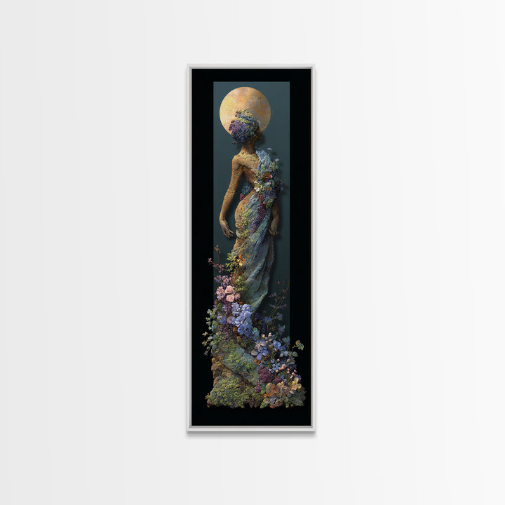 Ancient Goddess Statue Covered Framed Canvas Print, Mythological Art, Digital Art, Living Room Decor, Oil Painting, Legend, MYT-1x3-84