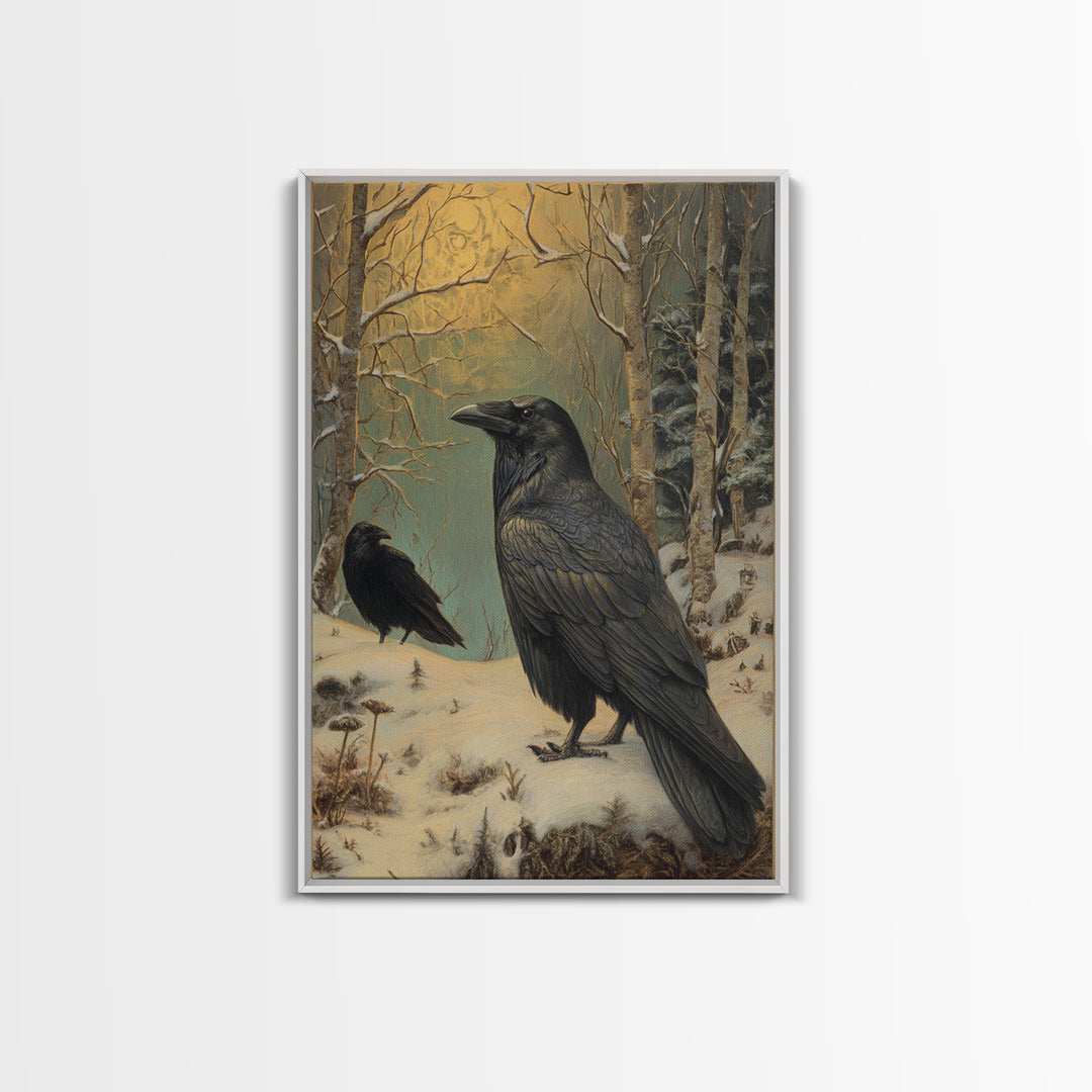 Odin Raven Pair Framed Canvas Print, Mythological Art, Room Decor, Living Room Decor, Fine Art, Legend, Art Print, Digital Art, MYT-2x3-51