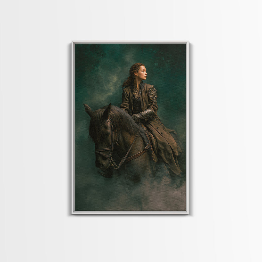 Norse Valkyrie Riding Through Storm Clouds Canvas Print, Mythological Art, Gothic Home Decor, Living Room Decor, Legend, MYT-2x3-89