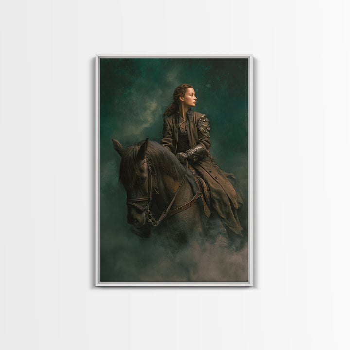 Norse Valkyrie Riding Through Storm Clouds Canvas Print, Mythological Art, Gothic Home Decor, Living Room Decor, Legend, MYT-2x3-89