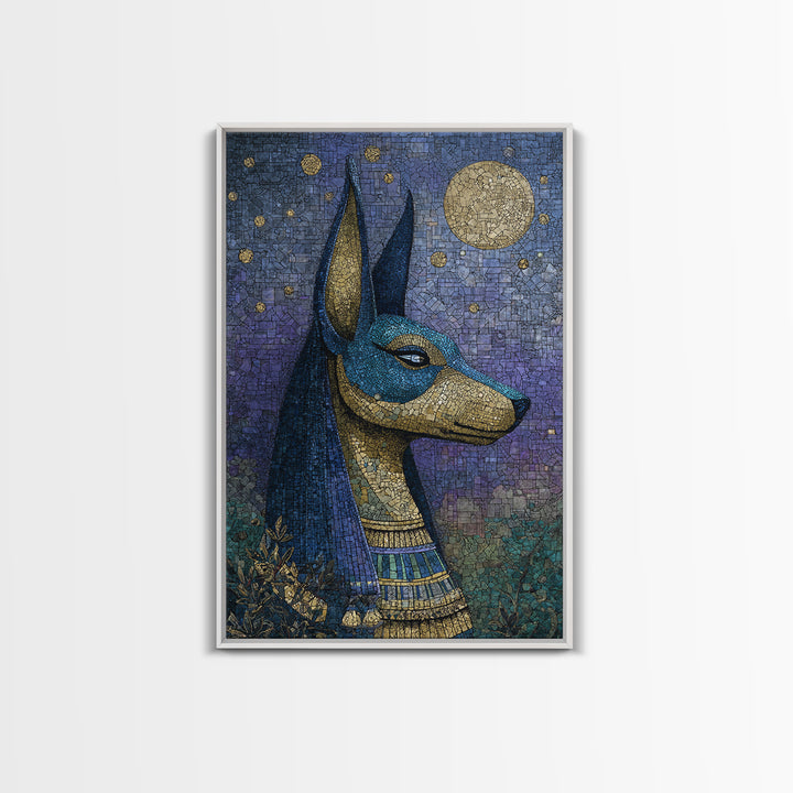 Anubis Profile with Desert Stars Canvas Print, Mythological Art, Printable Art, Living Room Decor, Legend, Unique Home Decor, MYT-2x3-91