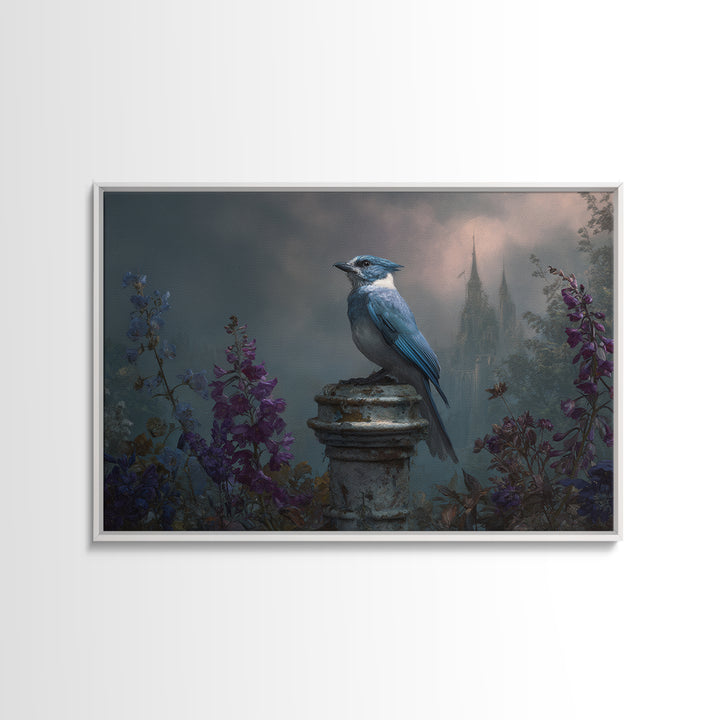 Griffin Perched on Ancient Stone Column Framed Canvas Print, Mythological Art, Art Print, Living Room Decor, Fine Art, Legend, MYT-3x2-18