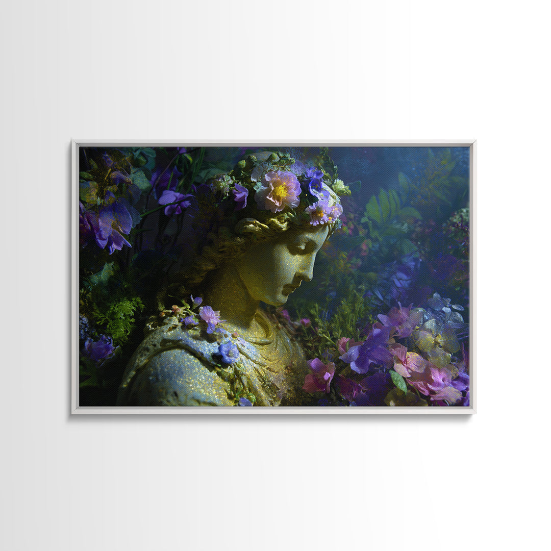 Ancient Goddess Statue Covered Framed Canvas Print, Mythological Art, Wall Art Prints, Living Room Decor, Fine Art, Legend, MYT-3x2-28