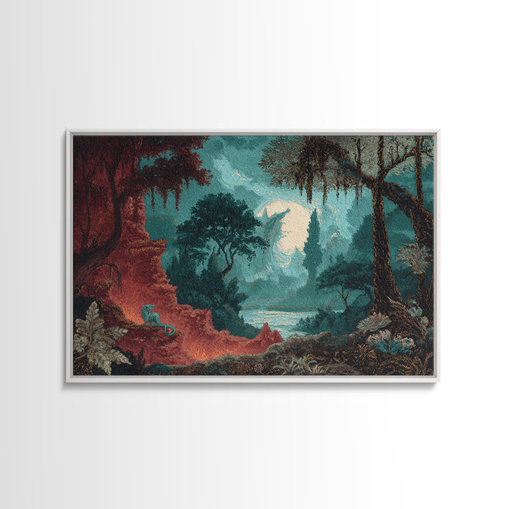 Phoenix Rising from Ashes Framed Canvas Print, Mythological Art, Bedroom Wall Art, Living Room Decor, Watercolor Art, Legend, MYT-3x2-41