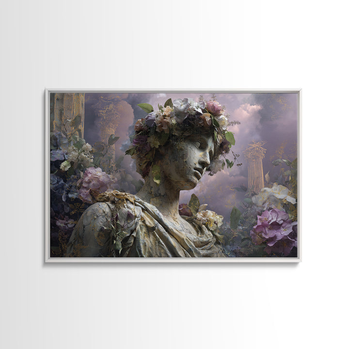 Ancient Goddess Statue Covered Canvas Print, Mythological Art, Printable Art, Living Room Decor, Legend, Unique Home Decor, MYT-3x2-52