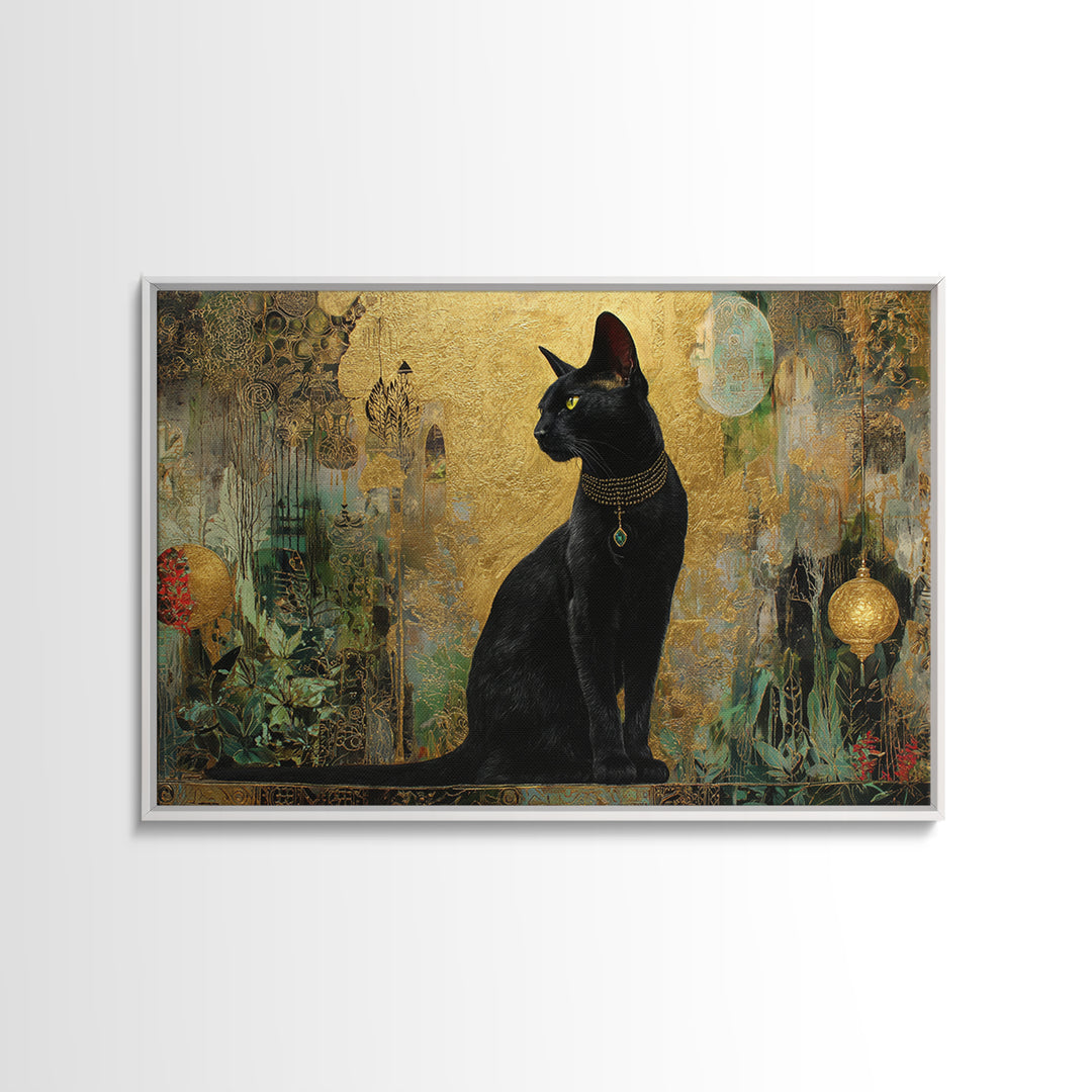 Bastet Cat Goddess Framed Canvas Print, Mythological Art, Home Decor, Living Room Decor, Fine Art, Legend, Contemporary Art, MYT-3x2-64