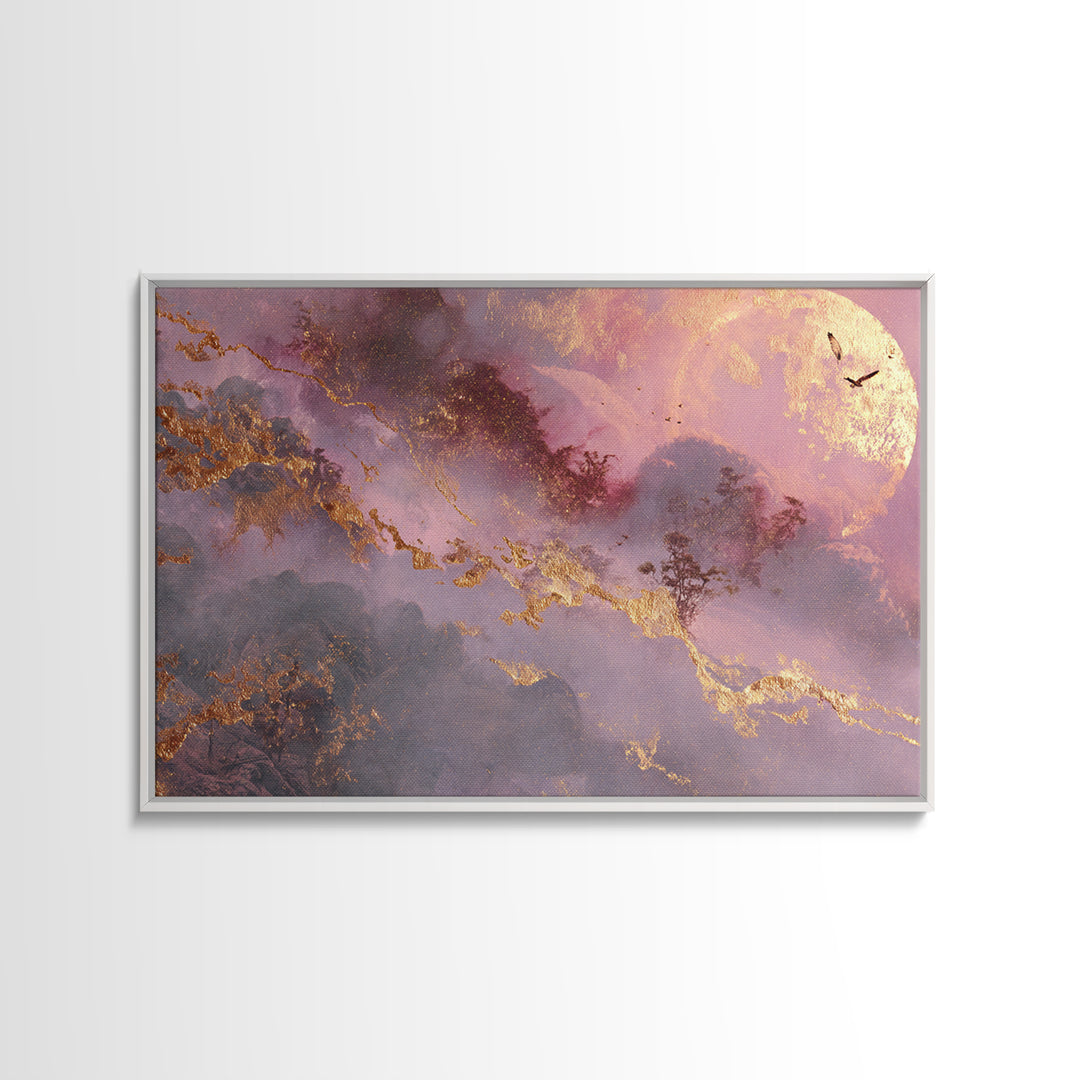 Phoenix Rising from Ashes Framed Canvas Print, Mythological Art, Bedroom Wall Art, Living Room Decor, Watercolor Art, Legend, MYT-3x2-65
