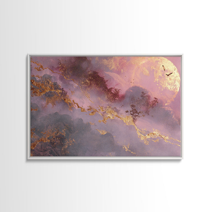 Phoenix Rising from Ashes Framed Canvas Print, Mythological Art, Bedroom Wall Art, Living Room Decor, Watercolor Art, Legend, MYT-3x2-65