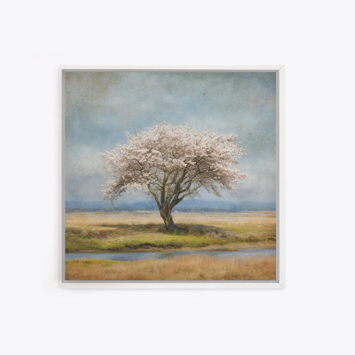 Spring Cherry Blossoms Framed Canvas Print, Nature Art, 3d Wall Art, Living Room Decor, Watercolor Art, Nature, Nature Wall Art, NAT-1x1-16