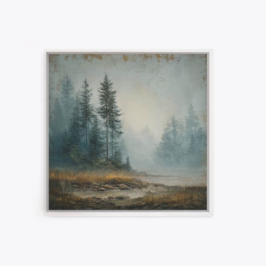 Moody Pine Forest Canvas Print, Nature Art, Digital Download Art, Living Room Decor, Fine Art, Nature, Luxury Decor, Art Print, NAT-1x1-17