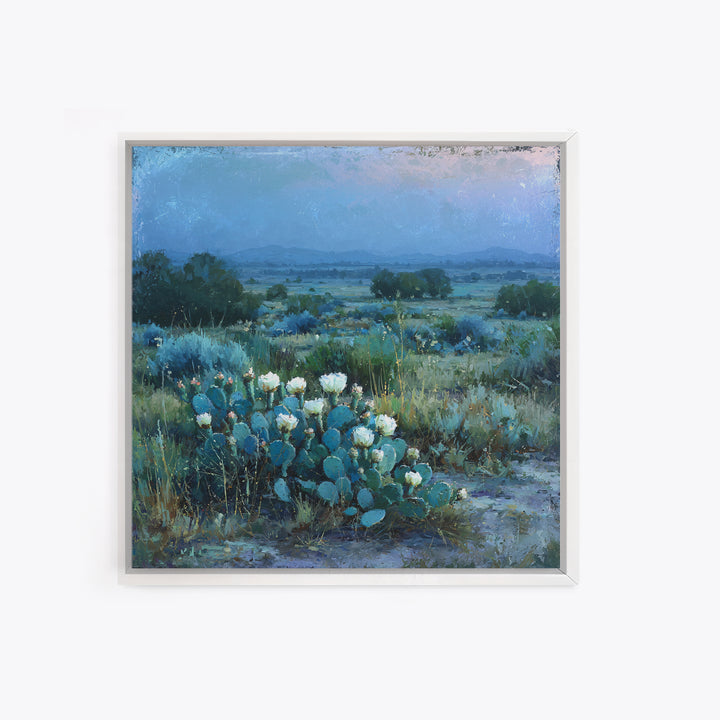 Desert Cactus Blooming After Rain Canvas Print, Nature Art, Painting, Living Room Decor, Fine Art, Nature, Modern Wall Art, NAT-1x1-20