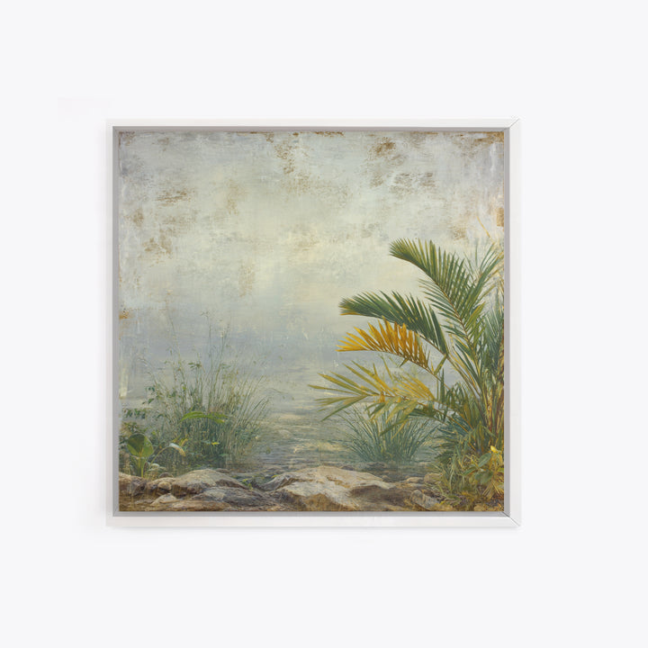 Tropical Jungle Leaves Framed Canvas Print, Nature Art, Ocean Art, Living Room Decor, Fine Art, Nature, Art Print, NAT-1x1-21