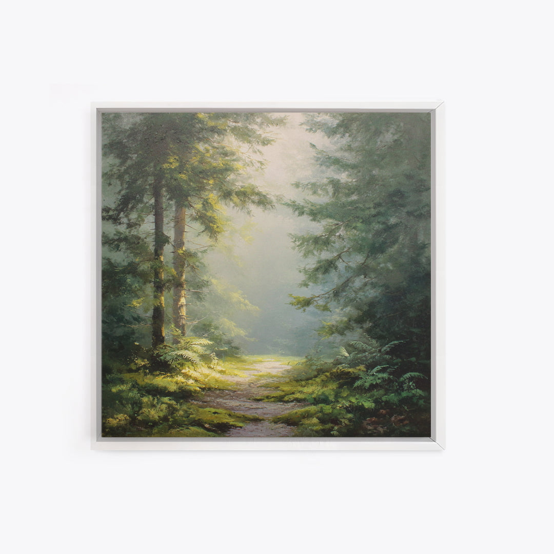 Sunlit Forest Path Canvas Print, Nature Art, Modern Decor, Living Room Decor, Fine Art, Nature, Home Decor, Poster, Wall Decor, NAT-1x1-25