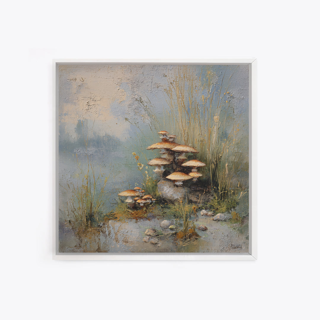 Mushroom Cluster in Enchanted Woodland Canvas Print, Nature Art, Watercolor Painting, Living Room Decor, Fine Art, Nature, NAT-1x1-31