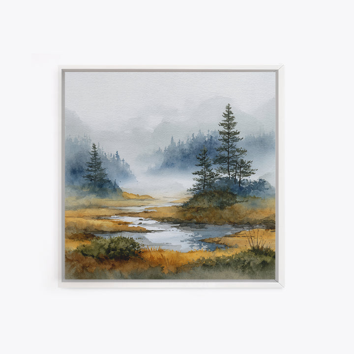 Moody Pine Forest Framed Canvas Print, Nature Art, Gallery Decor, Living Room Decor, Oil Painting, Nature, Contemporary Art, NAT-1x1-41