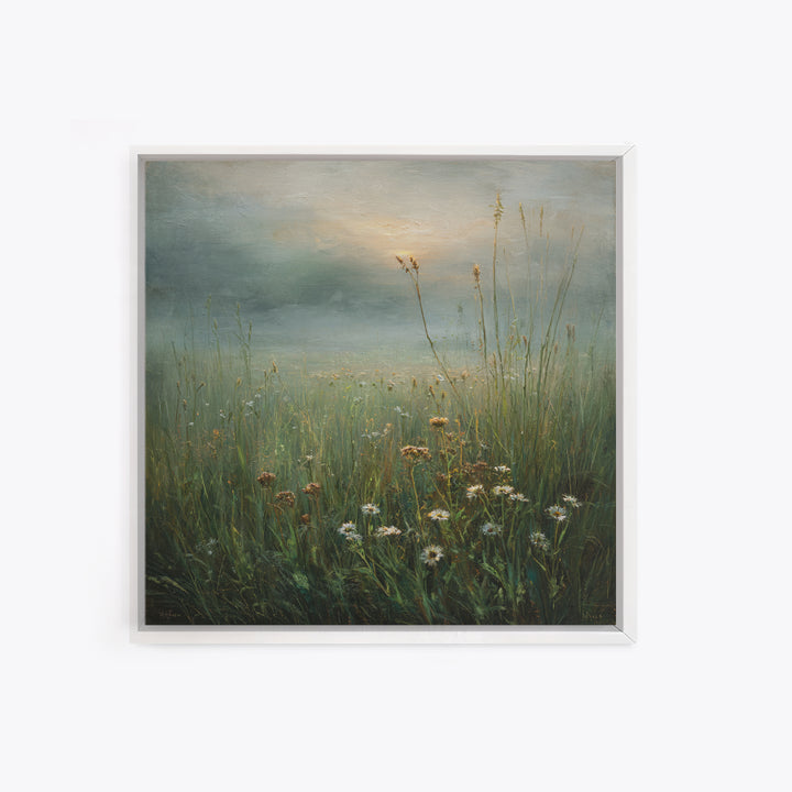 Sunrise Through Tall Grass and Wildflowers Canvas Print, Nature Art, Landscape Print, Living Room Decor, Fine Art, Nature, NAT-1x1-59