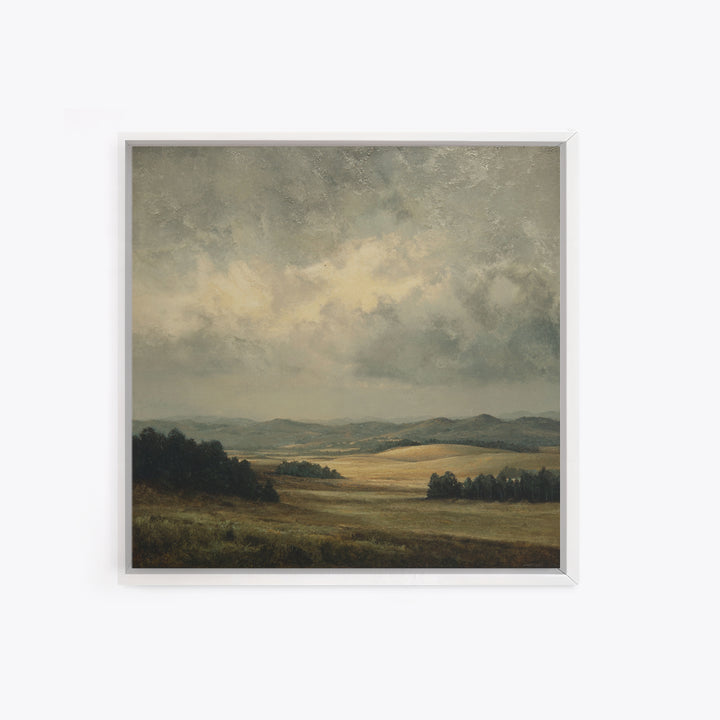 Storm Clouds over a Rolling Prairie Framed Canvas Print, Nature Art, Bird Wall Art, Living Room Decor, Fine Art, Nature, NAT-1x1-62