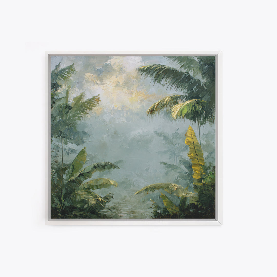 Tropical Jungle Leaves Framed Canvas Print, Nature Art, Luxury Decor, Living Room Decor, Oil Painting, Nature, Mushroom, NAT-1x1-93