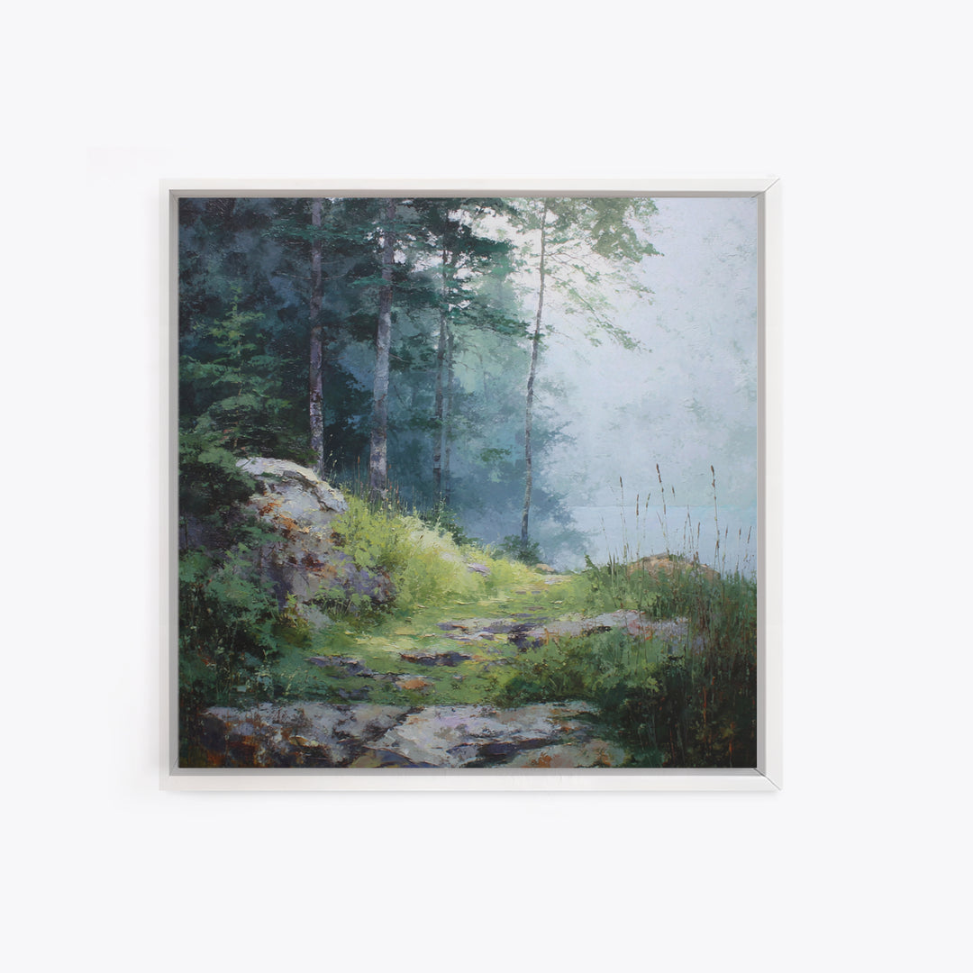 Sunlit Forest Path Canvas Print, Nature Art, Wall Art, Living Room Decor, Fine Art, Nature, Wood Wall Art, Abstract Wall Art, NAT-1x1-97