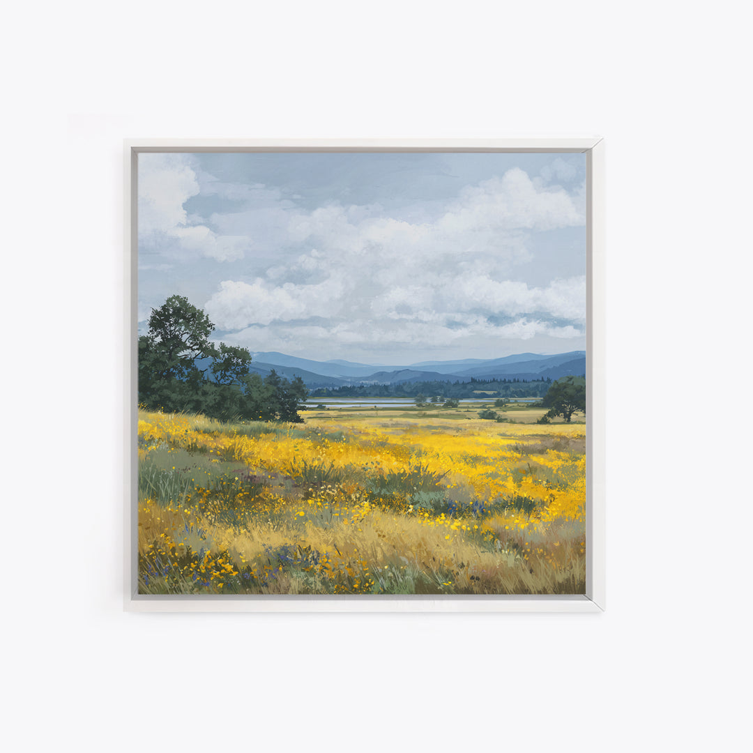 Wildflower Meadow under Soft Summer Sky Canvas Print, Nature Art, Boho Decor, Living Room Decor, Fine Art, Nature, Wall Decor, NAT-1x1-98