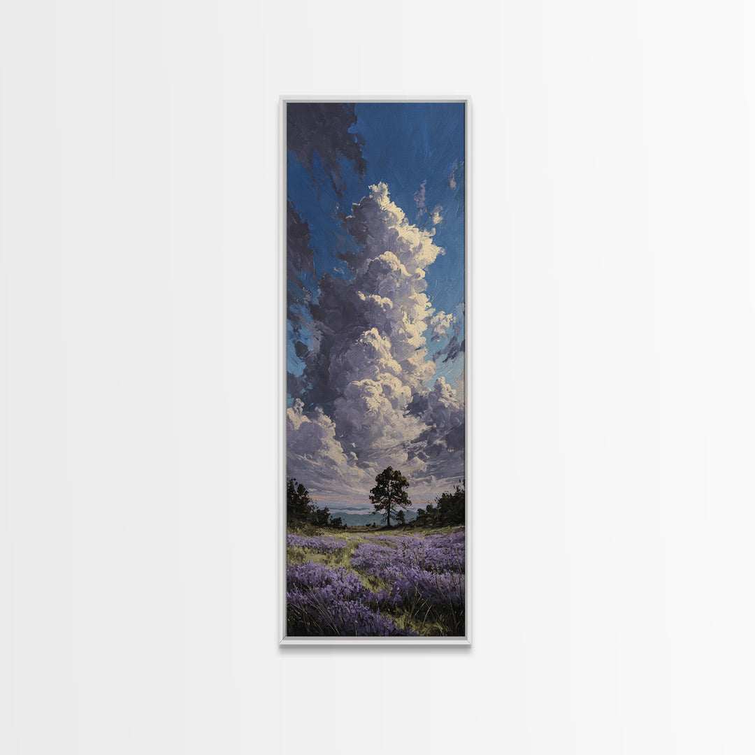 Bees Circling Lavender Blossoms Canvas Print, Nature Art, Wood Wall Art, Living Room Decor, Nature, Digital Download Art, NAT-1x3-11
