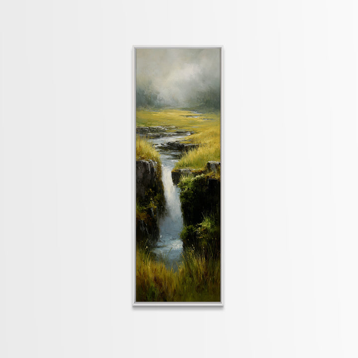 Waterfall Hidden Among Dark Green Rocks Canvas Print, Nature Art, Printable Wall Art, Living Room Decor, Fine Art, Nature, NAT-1x3-39