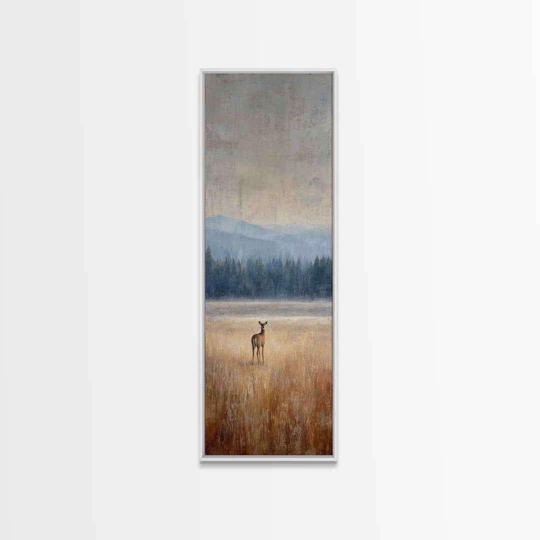 Deer Standing in a Golden Field Canvas Print, Nature Art, Contemporary Art, Living Room Decor, Fine Art, Nature, Framed Art, NAT-1x3-44