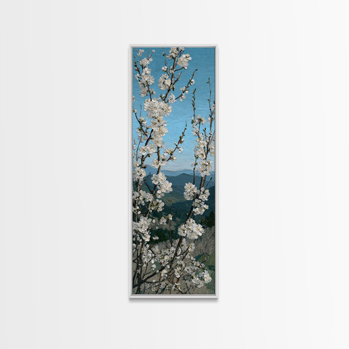 Spring Cherry Blossoms Framed Canvas Print, Nature Art, Home Decor, Living Room Decor, Fine Art, Nature, Abstract Wall Art, NAT-1x3-52
