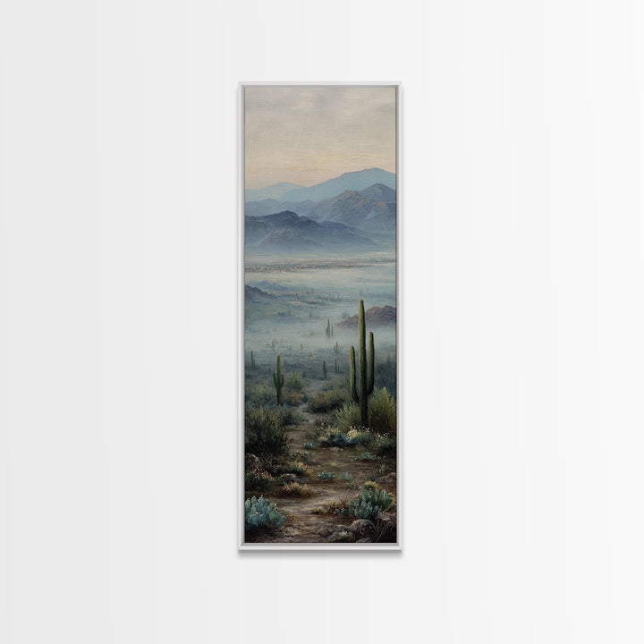 Desert Cactus Blooming After Rain Canvas Print, Nature Art, Wall Hangings, Living Room Decor, Nature, Stained Glass Art, NAT-1x3-56
