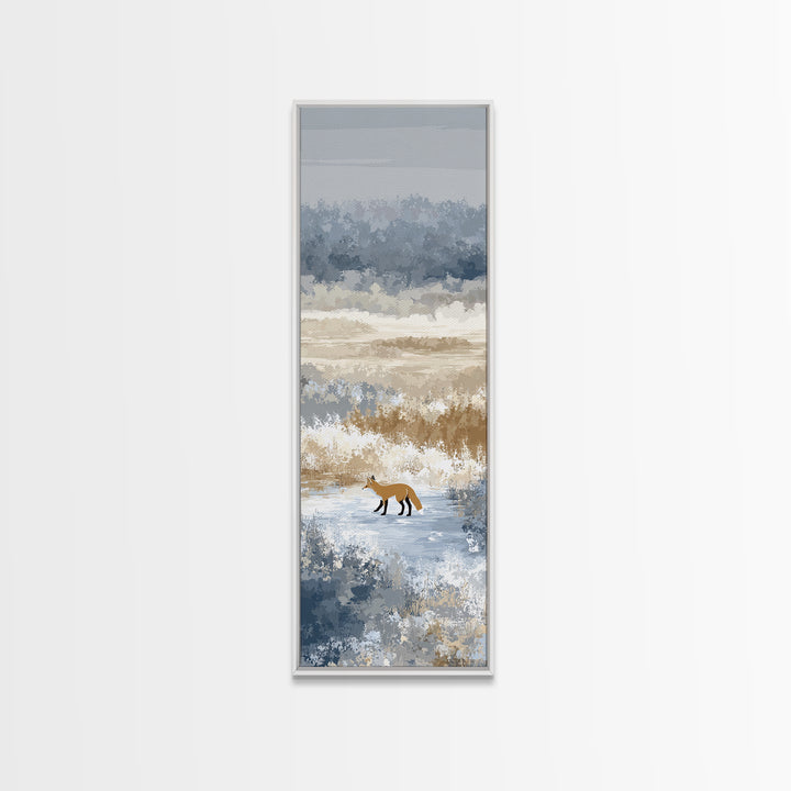 Fox Crossing a Snowy Forest Clearing Framed Canvas Print, Nature Art, Nature Wall Art, Living Room Decor, Fine Art, Nature, NAT-1x3-70