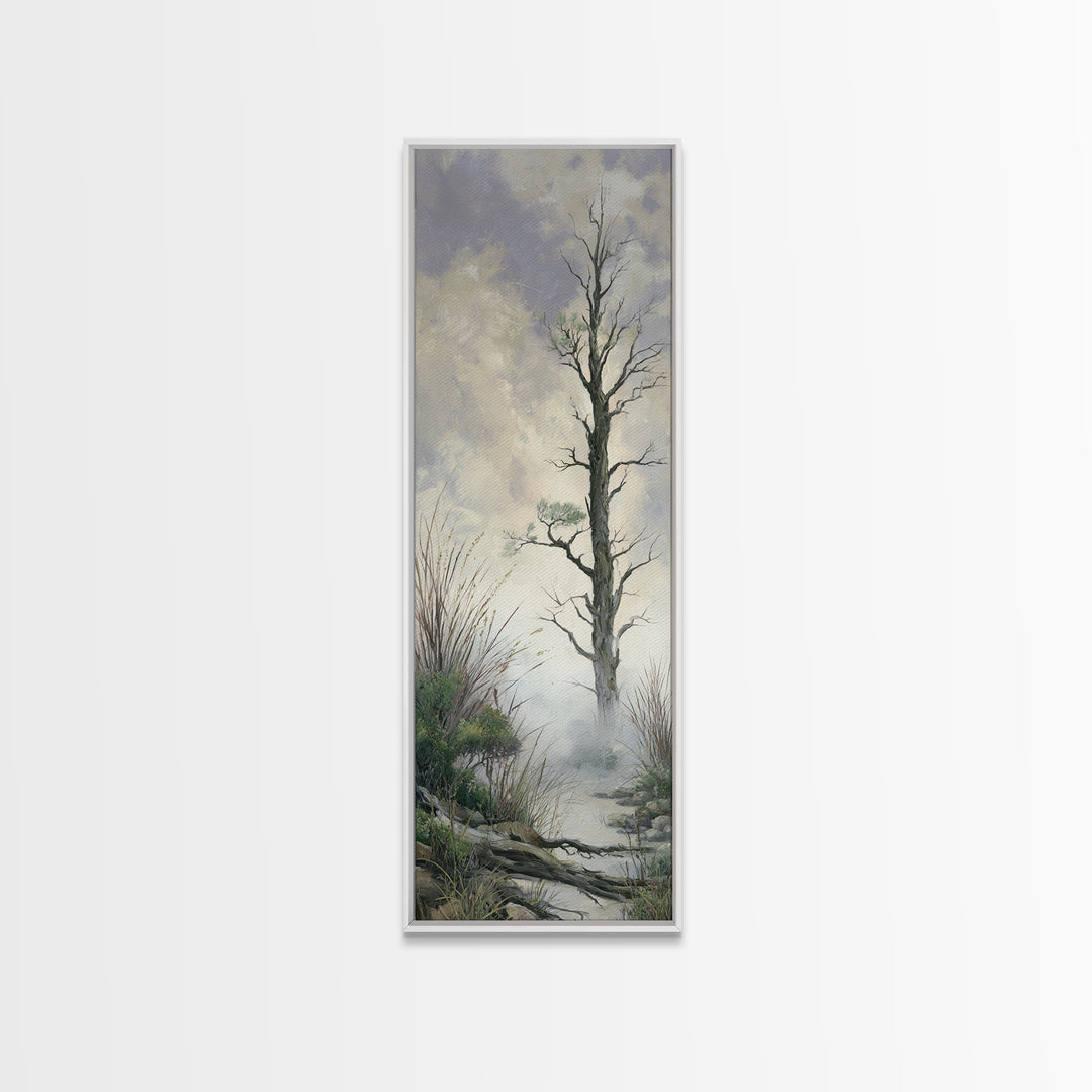 Tree of Life Framed Canvas Print, Nature Art, Mountain Wall Art, Living Room Decor, Oil Painting, Nature, Fine Art Print, NAT-1x3-75