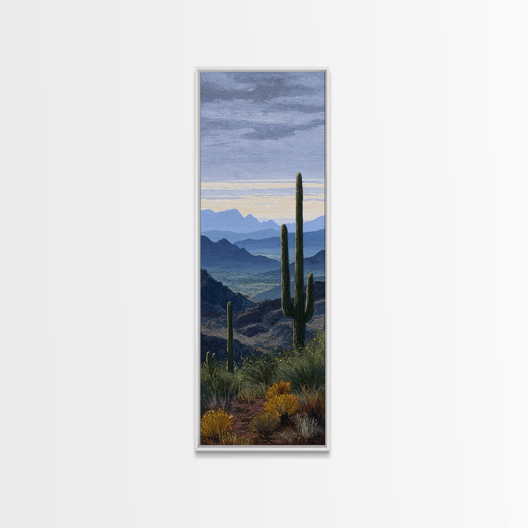 Desert Cactus Blooming After Rain Framed Canvas Print, Nature Art, Statement Artwork, Living Room Decor, Fine Art, Nature, NAT-1x3-8