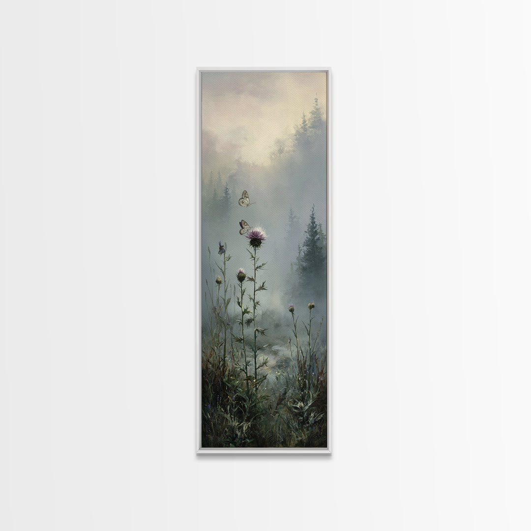 Butterfly Resting on a Blooming Thistle Canvas Print, Nature Art, 3d Wall Art, Living Room Decor, Nature, Nature Wall Art, NAT-1x3-88
