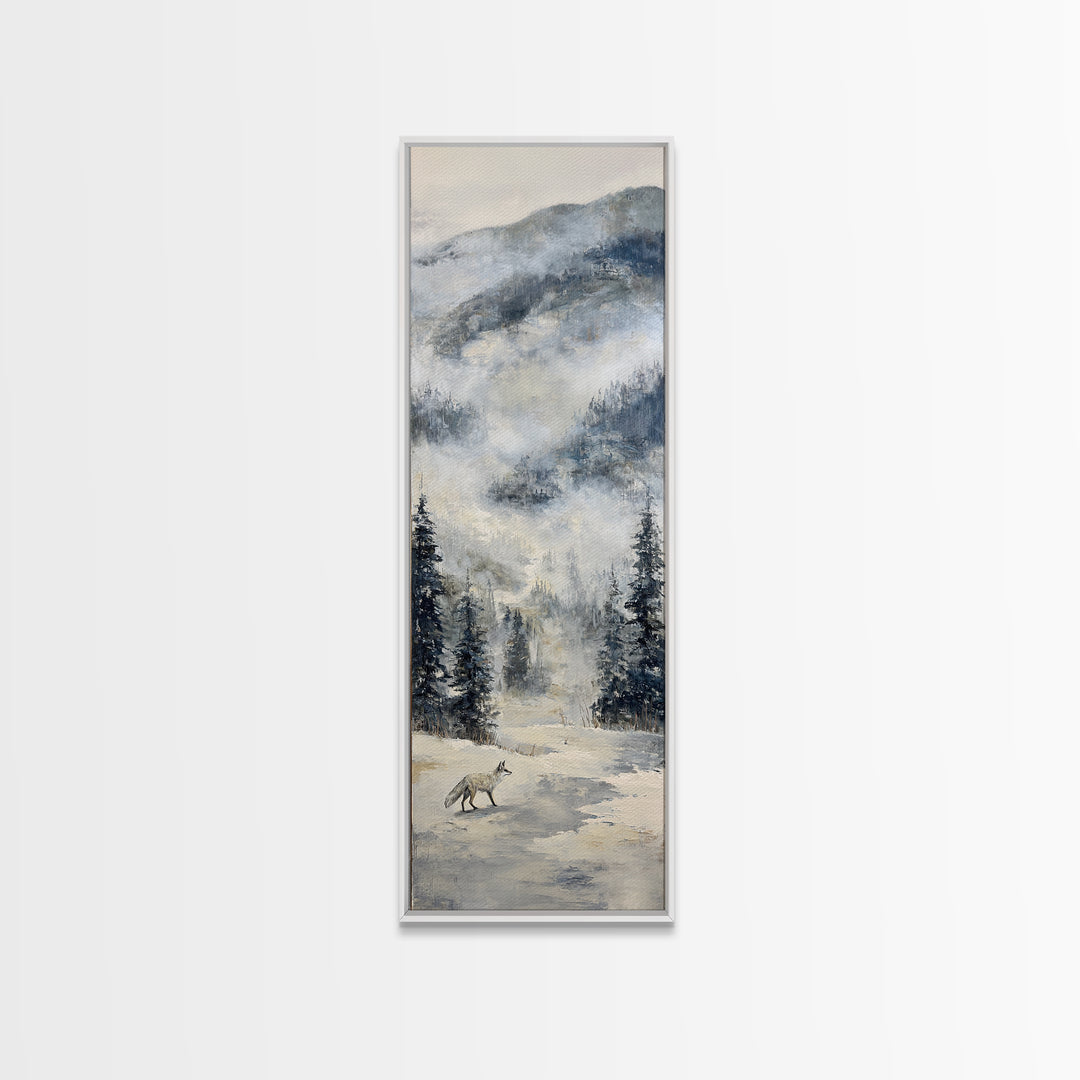 Fox Crossing a Snowy Forest Clearing Canvas Print, Nature Art, Fine Art Print, Living Room Decor, Fine Art, Nature, Poster, NAT-1x3-94